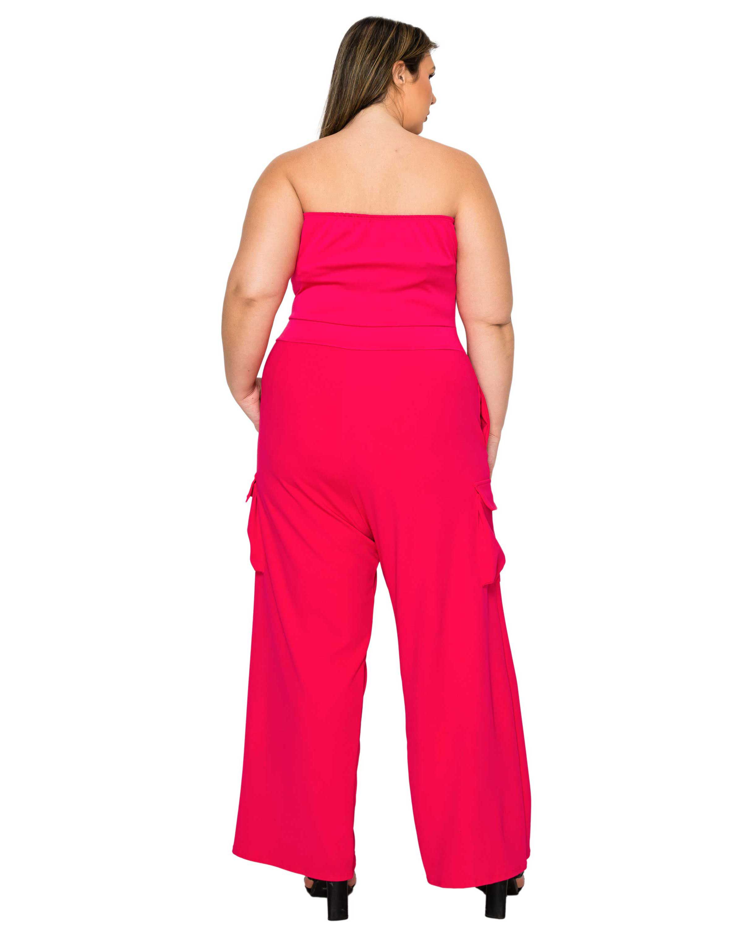 Yumi Sleeveless Cargo Jumpsuit, Fuchsia / Deep Fuchsia, alternate image number 2