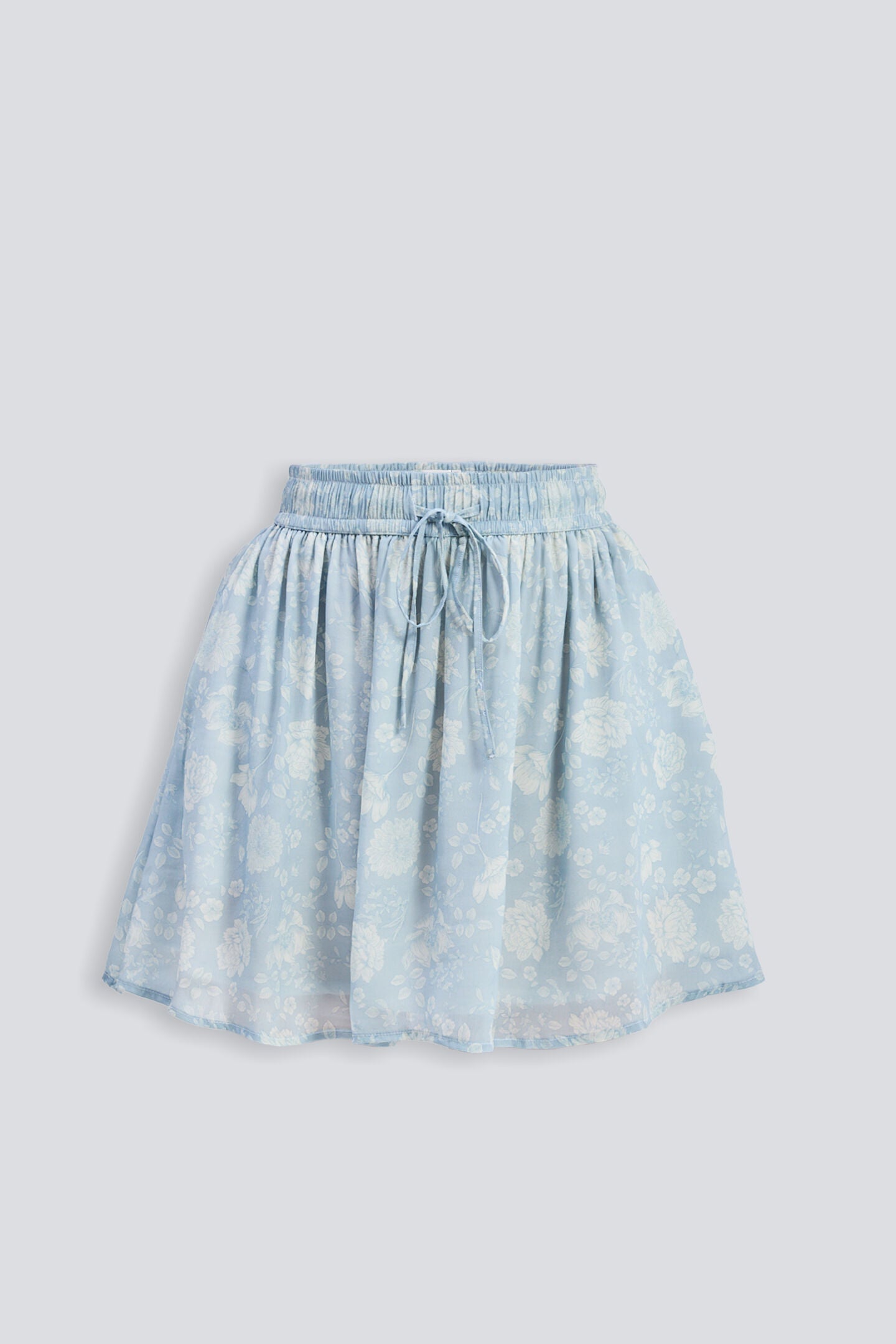 Drawstring Short Skirt in Blue Florals, Floral Whispers / Light Blue, alternate image number 5