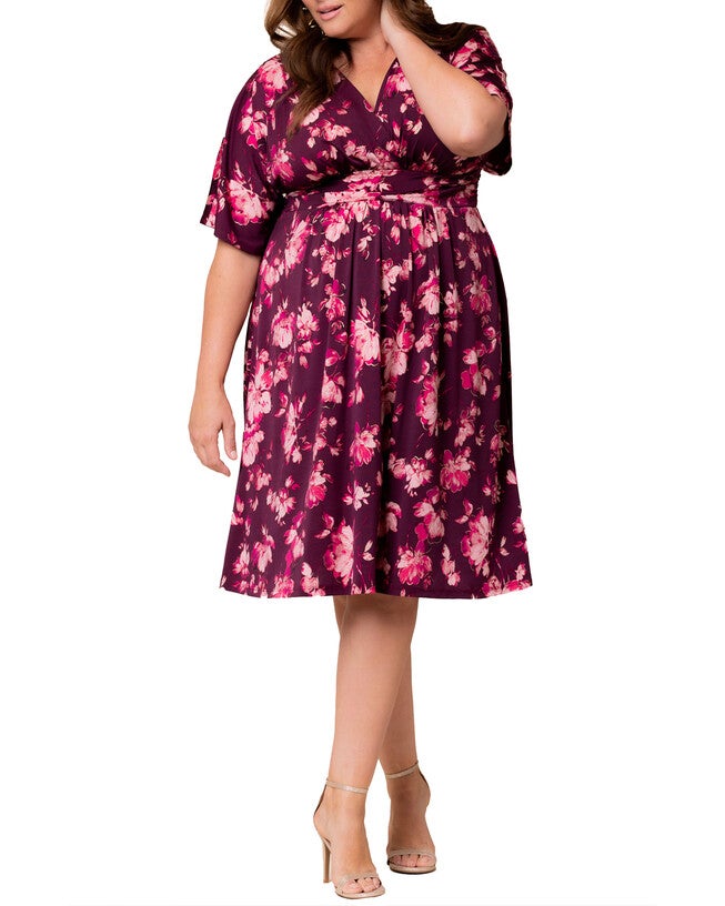 GIA FLOWY MIDI DRESS, SHIMMERING SANGRIA BLOOMS / New Wine, hi-res image number 0