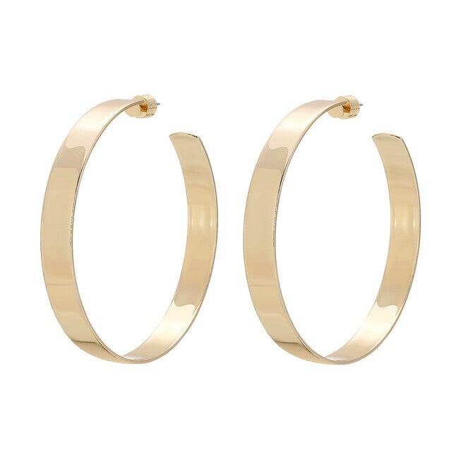 Large Flat Hoops Gold, Gold / Gold, hi-res image number null