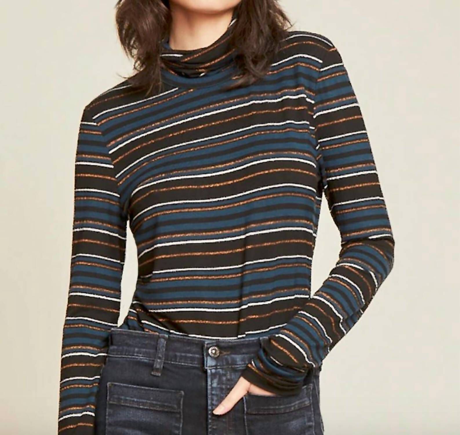 AUDREY STRIPED TURTLENECK TOP Dia Co
