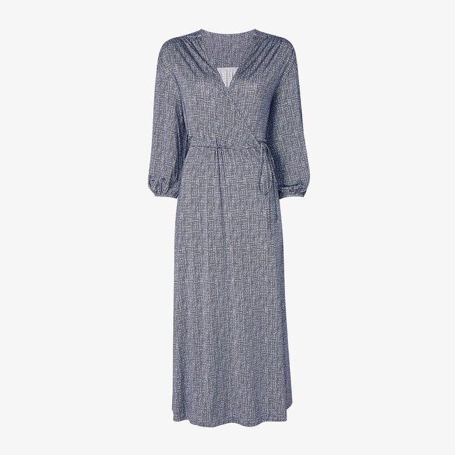 Hope Wrap Dress - Printed Jersey, Blueprint Sketch / Dusty Blue, alternate image number 4