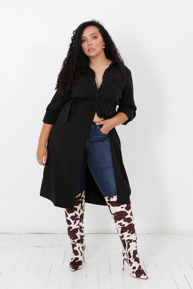 Gigi Button Down Shirt Dress, Black / Black, hi-res image number 0