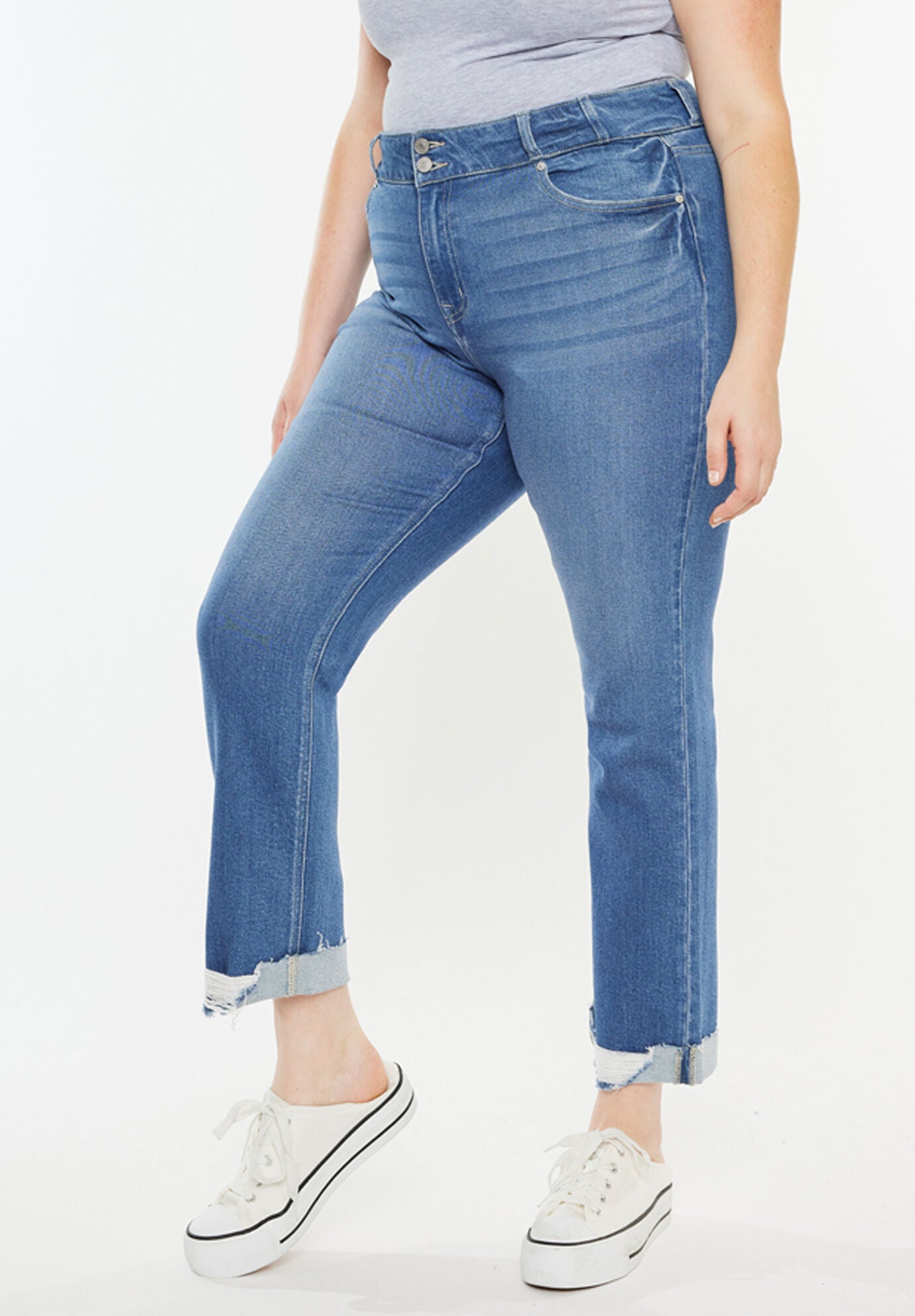 Esme Essentials High Rise Slim Straight Leg Jeans (Plus Size), Medium Wash / Medium Wash, alternate image number 3