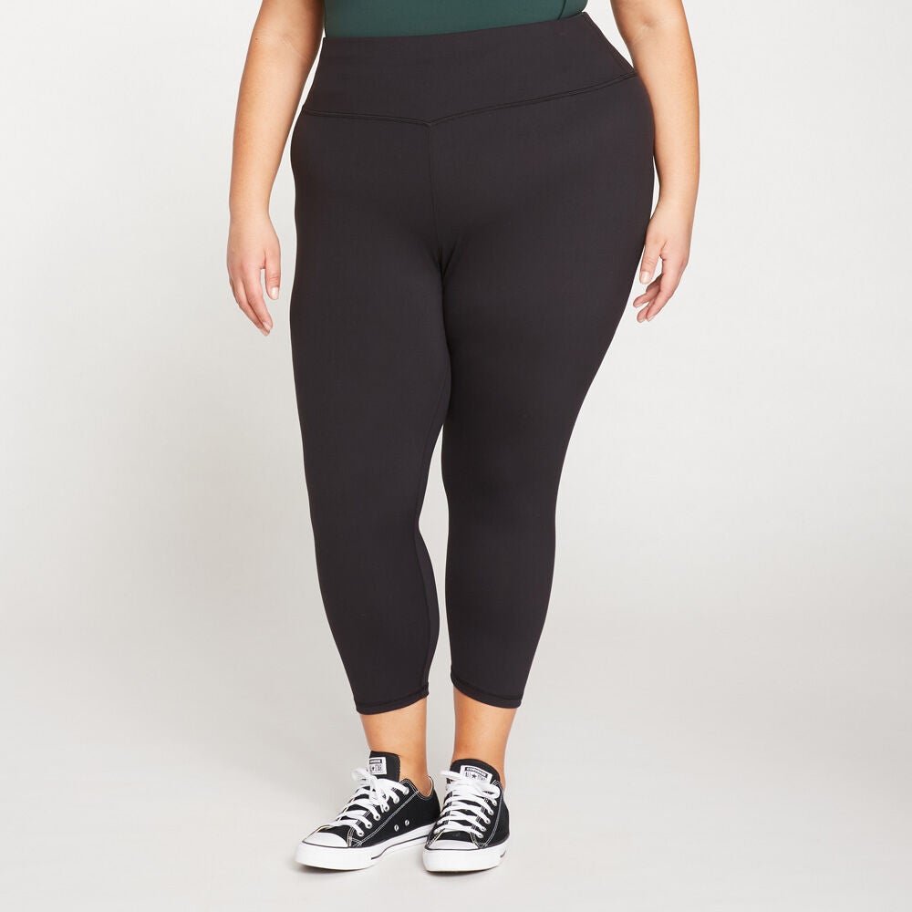 Universal Standard Womens Plus Next-to-Naked Cropped Legging, Black / Black, hi-res image number 0