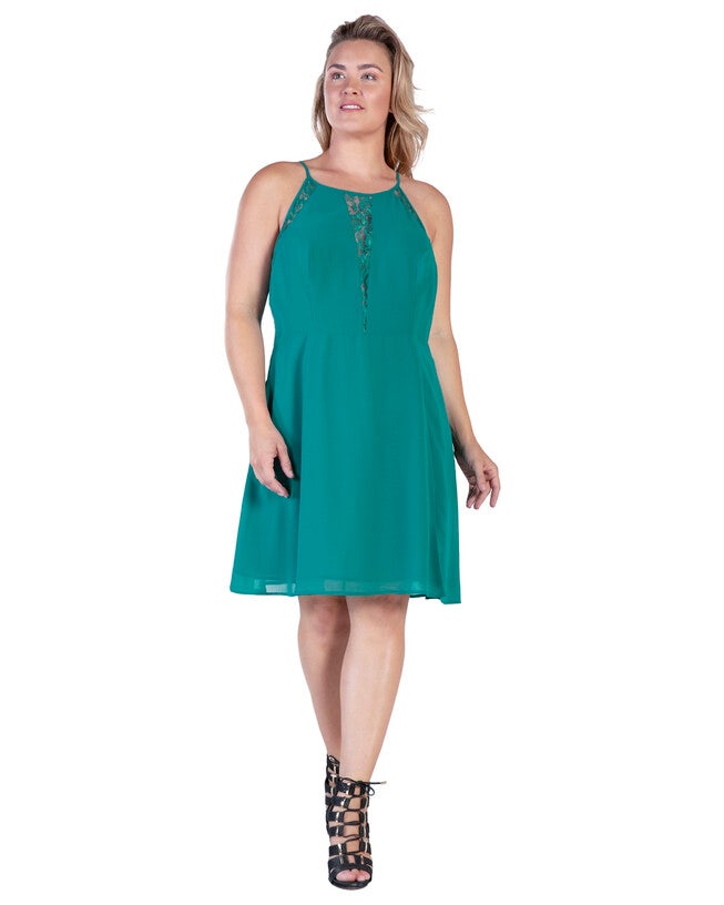 Axel Womens Plus Size Lace Trim Sleeveless Midi Dress, , alternate image number 7