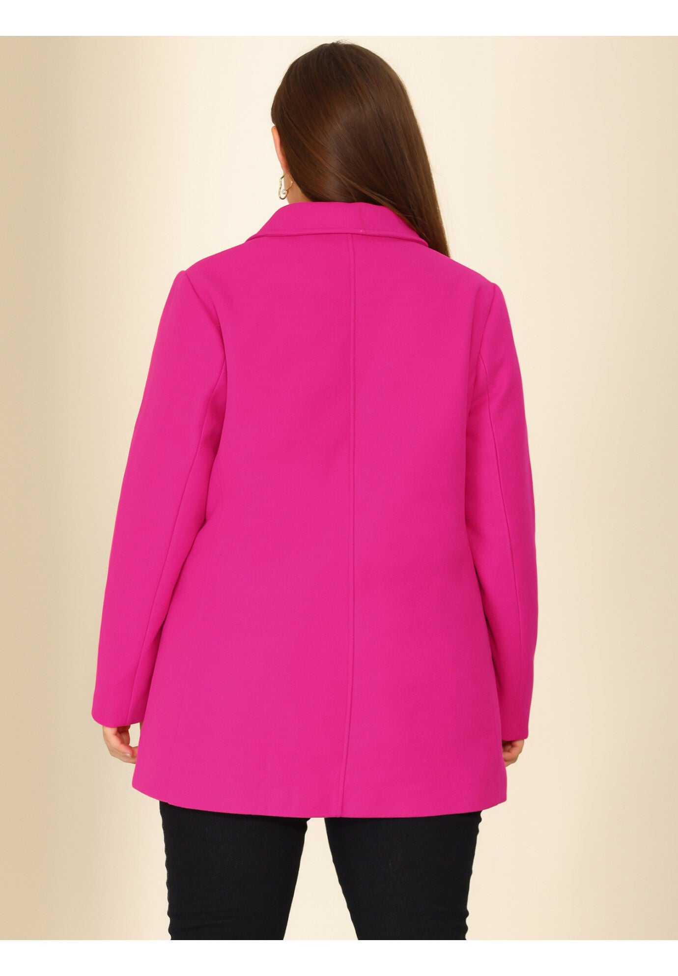 NOTCHED LAPEL DOUBLE BREASTED COAT, Hot Pink / Pink, alternate image number 3