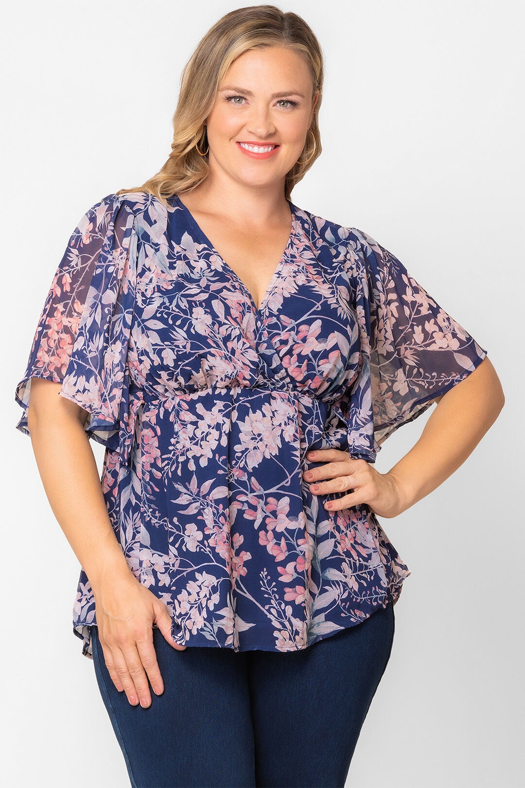 Seaside Serenade Top, Navy Wisteria Blooms / Navy, alternate image number 2
