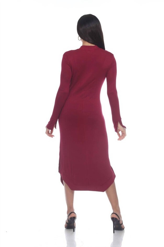 MANDY MANDARIN DRESS IN BURGUNDY, Burgundy / Red, alternate image number null