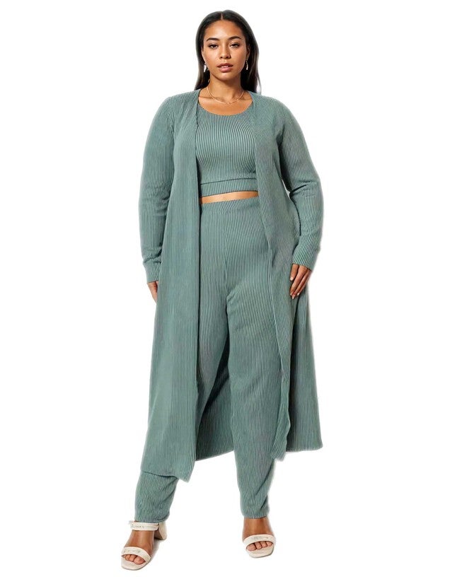 LUNA THREE PIECE RIB SET, Dusty Olive / Olive Green, hi-res image number 0