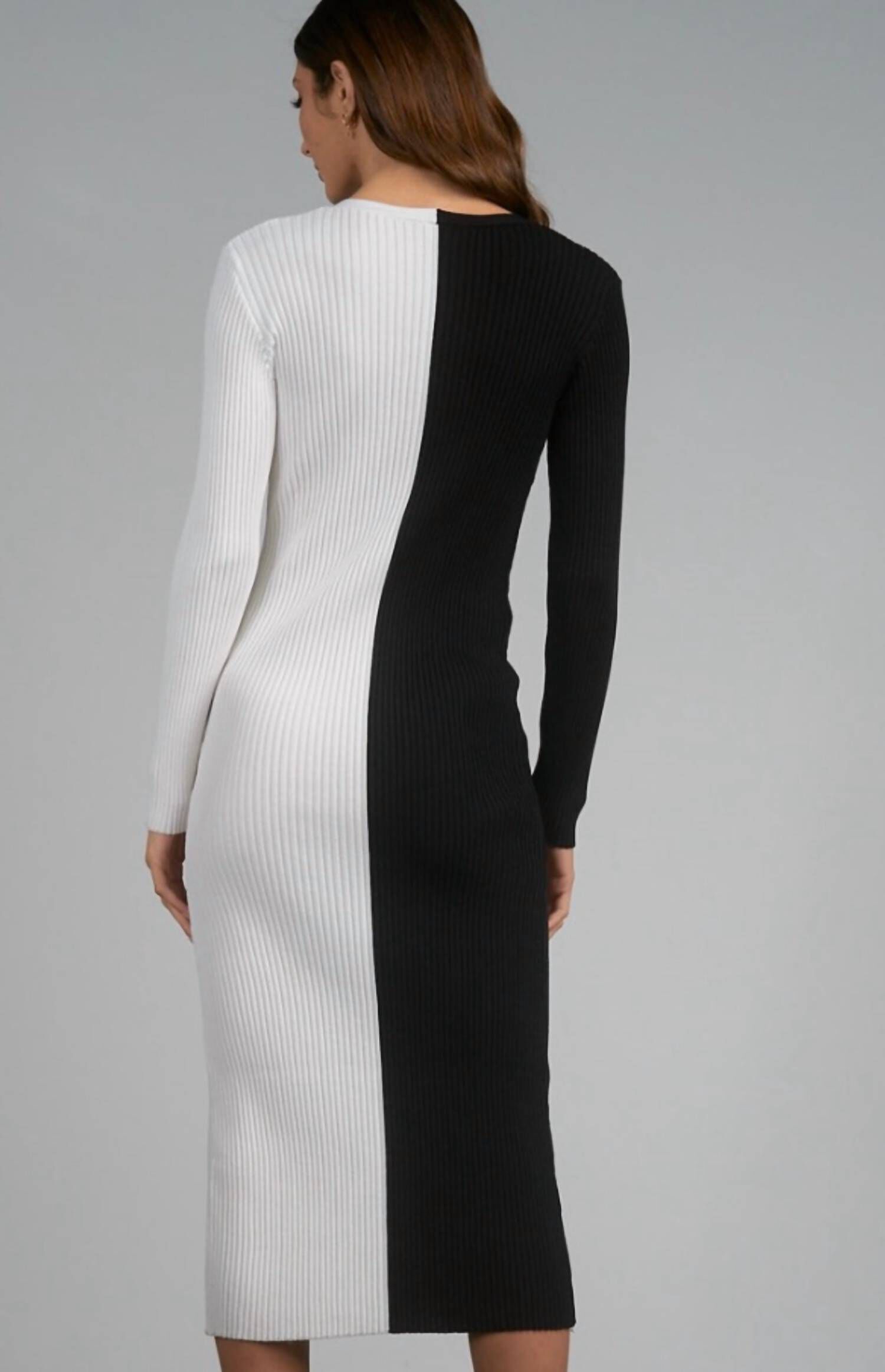AVA SWEATER DRESS IN WHITE/BLACK, WhiteBlack / White, alternate image number 1