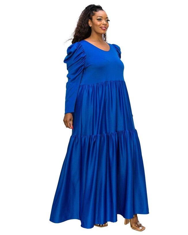 ISABEL TIERED MAXI DRESS, Royal / Royal Blue, alternate image number 2