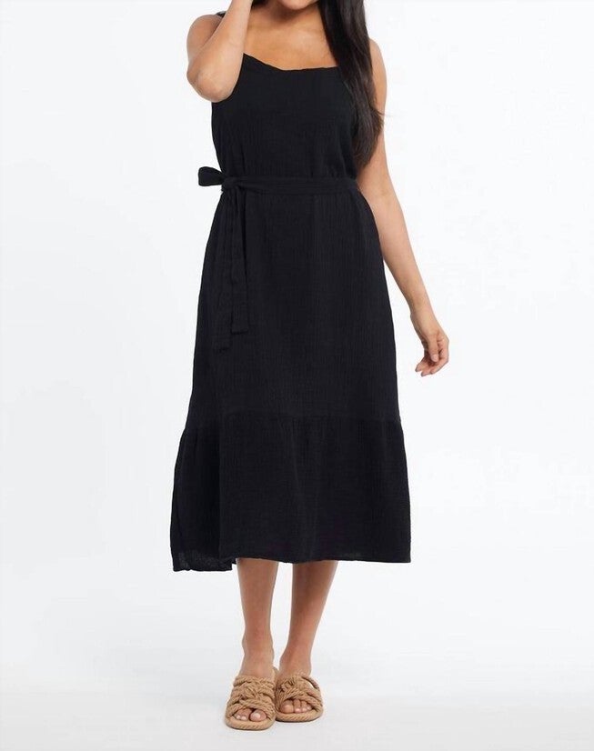 COTTON GAUZE DRESS IN BLACK, Black / Black, hi-res image number null