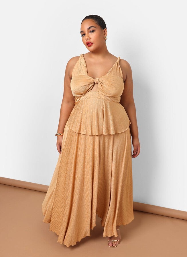 ANAYA PLISSE ASYMMETRICAL MAXI A LINE SKIRT, Yellow / Yellow, alternate image number 2