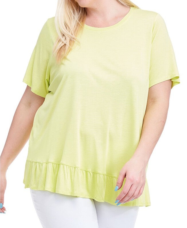 Fever Women's Limelight Plus Ruffle Back Short Sleeve T-Shirt Green Size XL, Green / Forest Green, hi-res image number 0