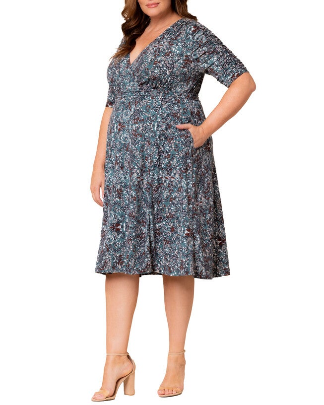 Gabriella Dress, RIVER FLORAL MOTIF / Turquoise, alternate image number 3
