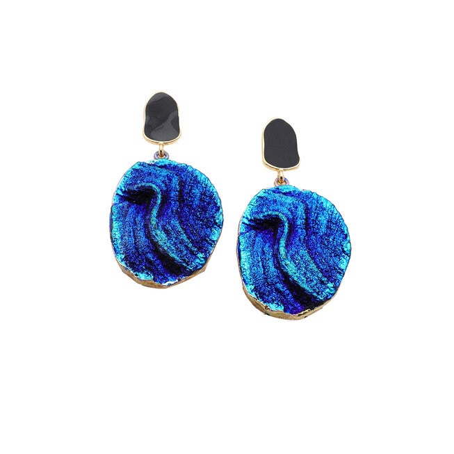 SOHI Women Blue Drop Earrings, Blue / Royal Blue, hi-res image number null