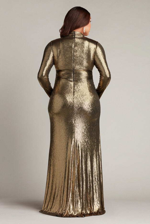 Imanie Draped Lamv© Gown - PLUS SIZE, BRONZE / see-description, alternate image number 1
