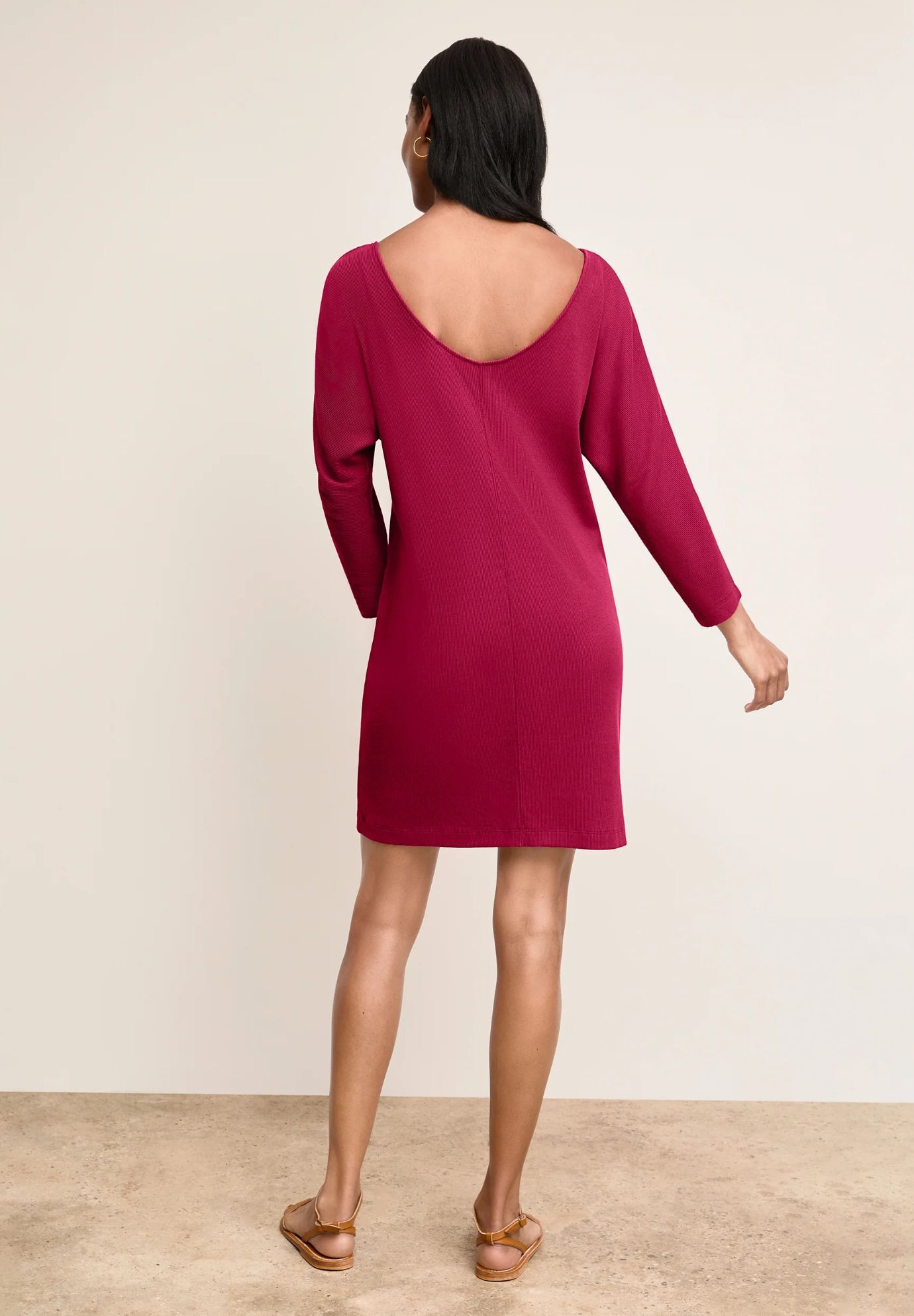 Ivana Toss-On Dress - Plush Pima, Dark Fuchsia / Deep Fuchsia, alternate image number 2