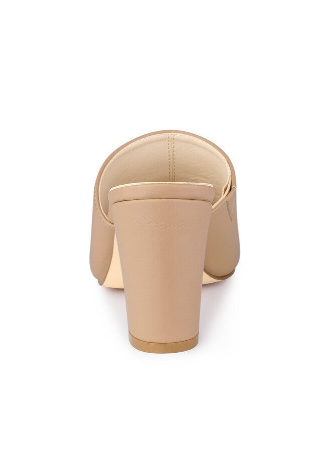 Slip On Block Heel Slide Sandals, Nude / Tan, alternate image number 3