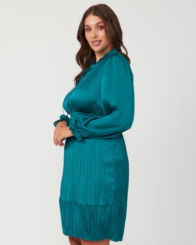 Nina Shirred Dress, Everglade / Turquoise, alternate image number 2