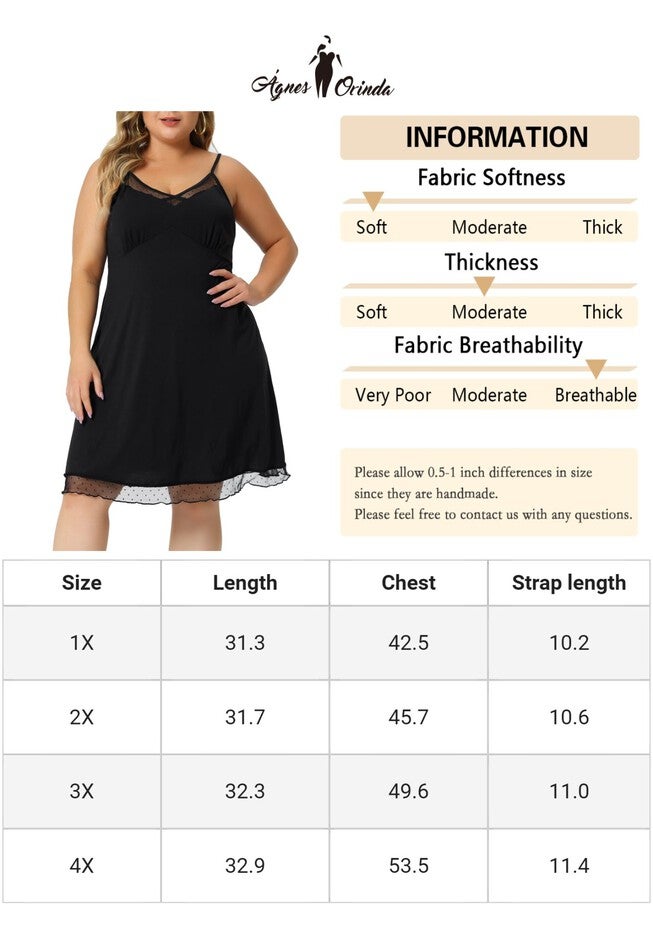 MESH CHEMISE V NECK SLEEPWEAR NIGHTDRESS, Black / Black, alternate image number null