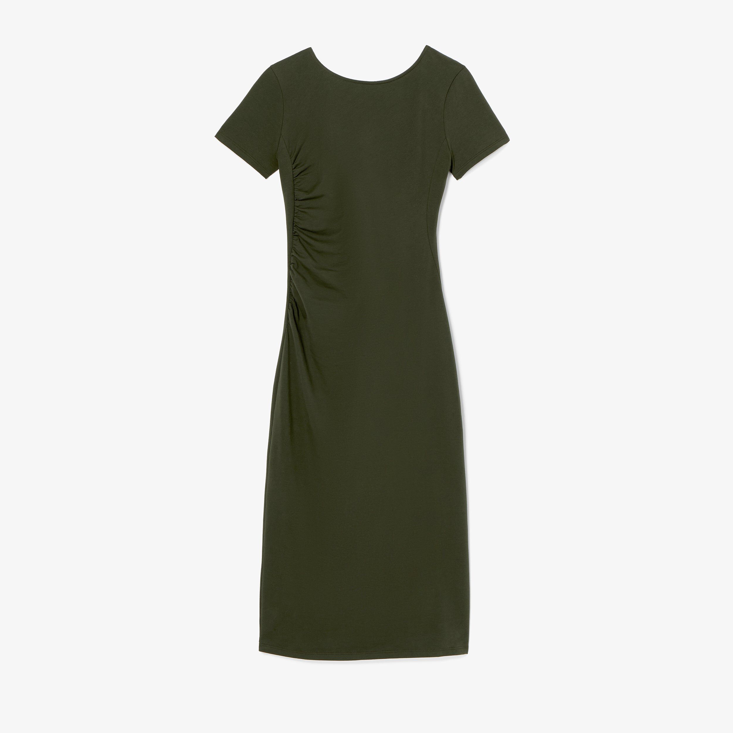 Glenda Fancy T-Shirt Dress - Pima Cotton Jersey, Rosin / Forest Green, alternate image number 3