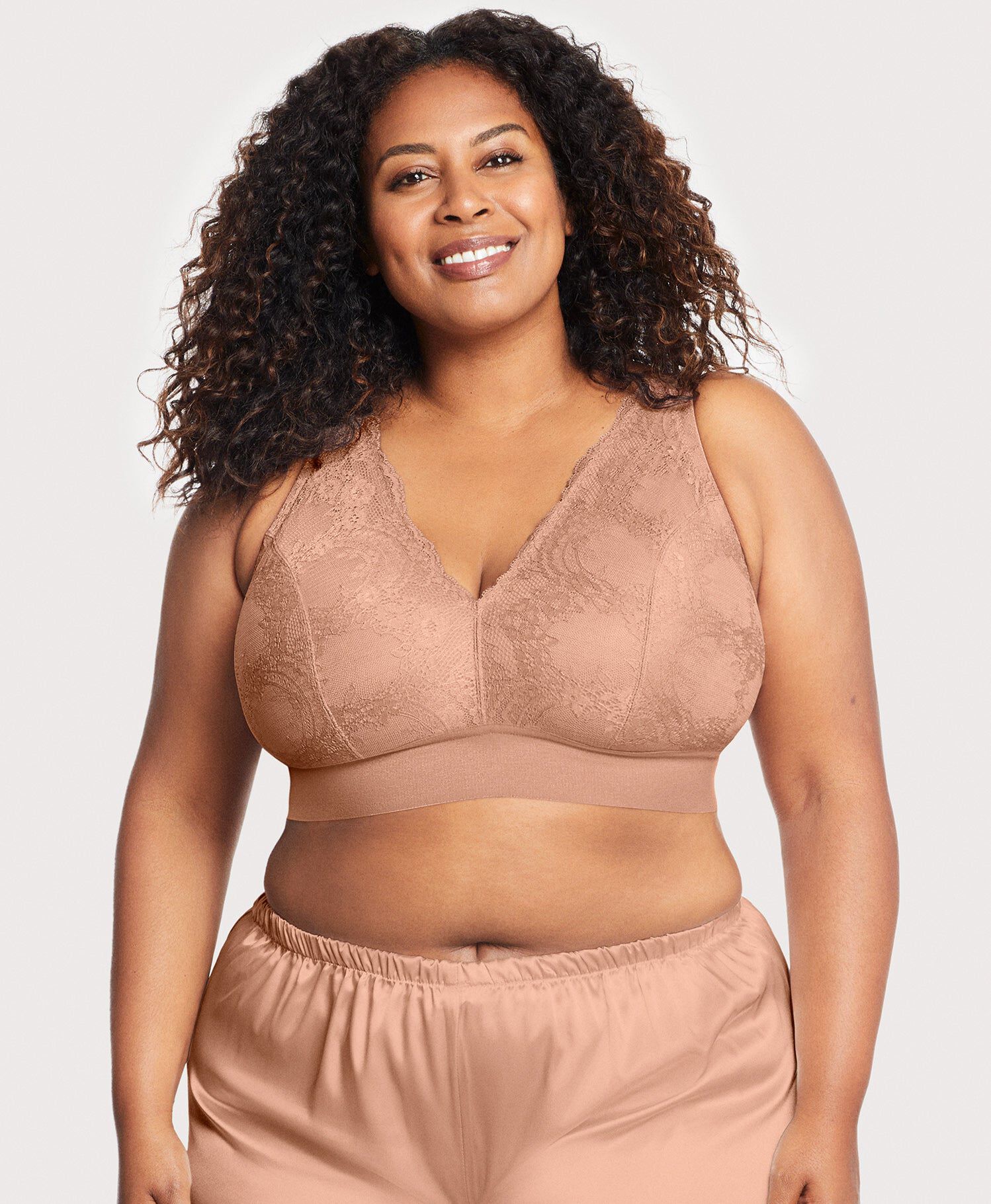 Bramour Lexington Lace Plunge Bralette, Cappuccino / Taupe, hi-res image number 0