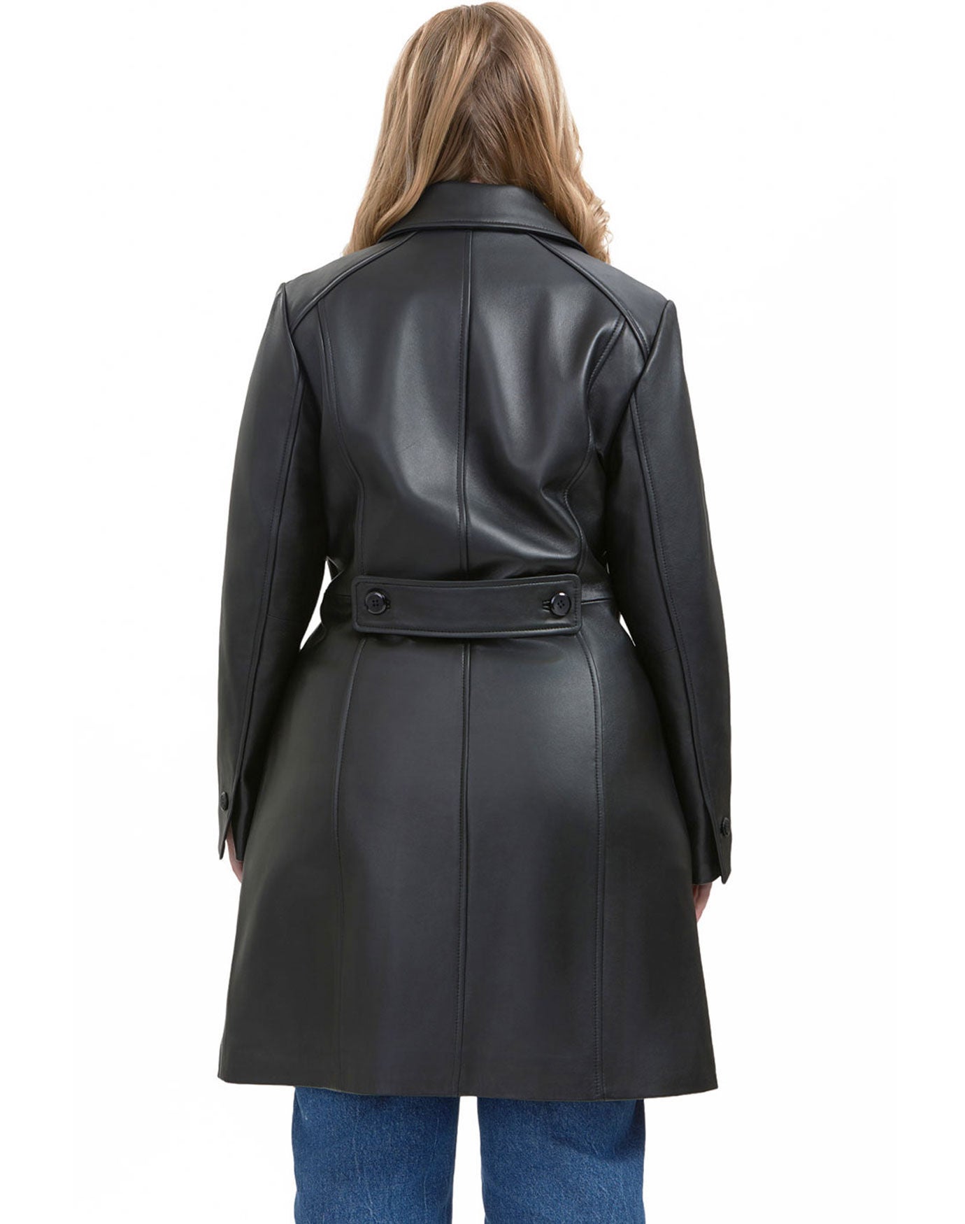 Maisy Leather Long Coat, Black, alternate image number 4