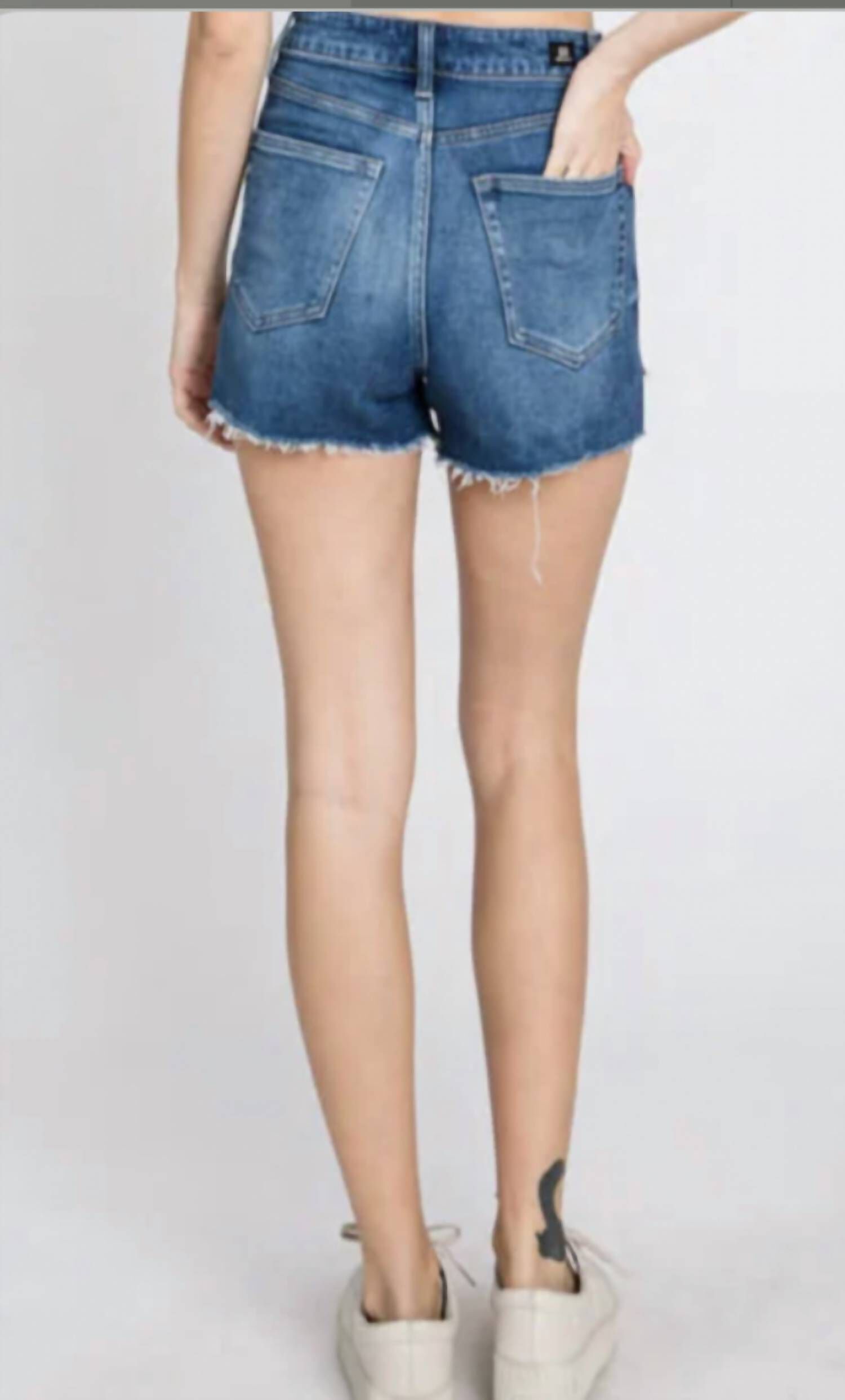 Step Up High Rise Shorts In Dark Denim, , alternate image number 3
