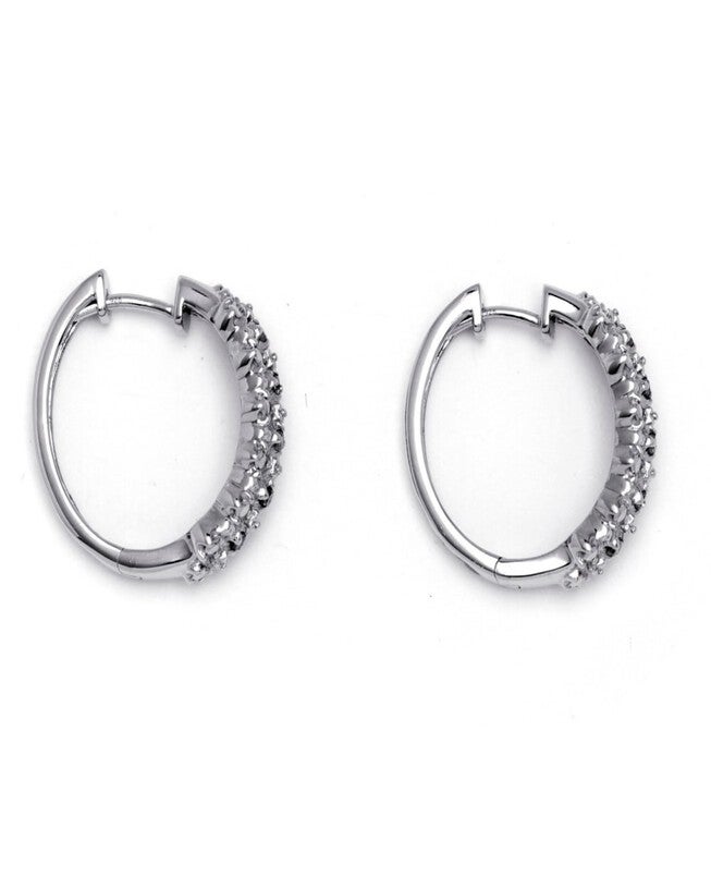 1/10 TCW Ice Diamond Huggie-Hoop Earrings in Platinum-plated Sterling Silver, , alternate image number null