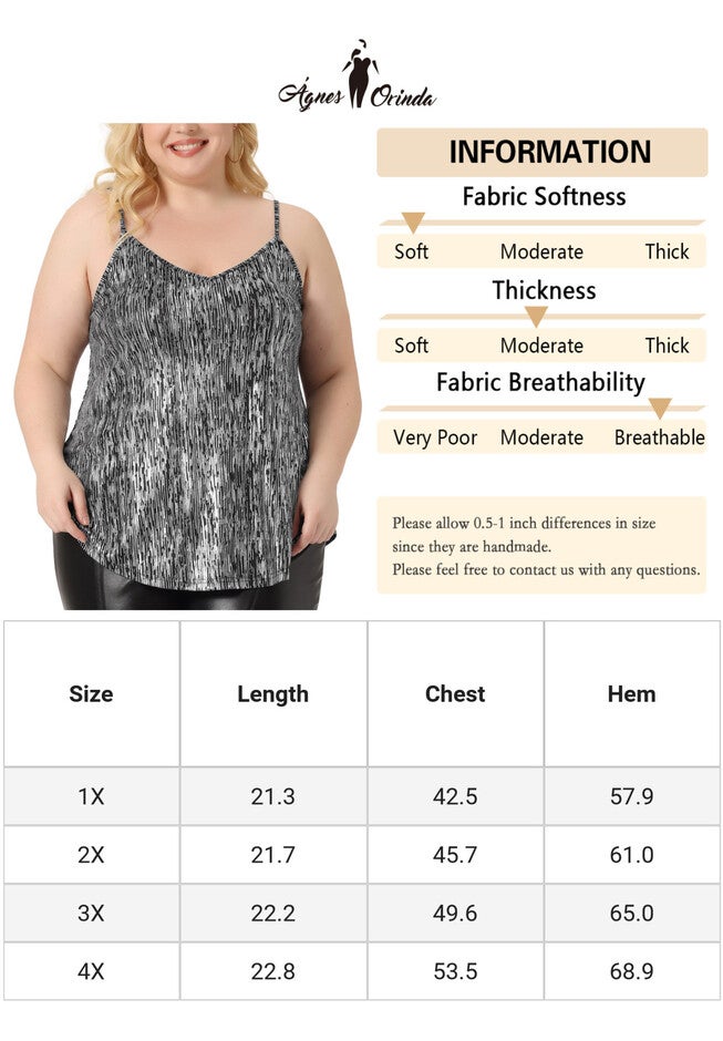 V NECK GLITTER CAMI SLEEVELESS SEQUIN TANK TOP, Black Silver / Silver, alternate image number 4