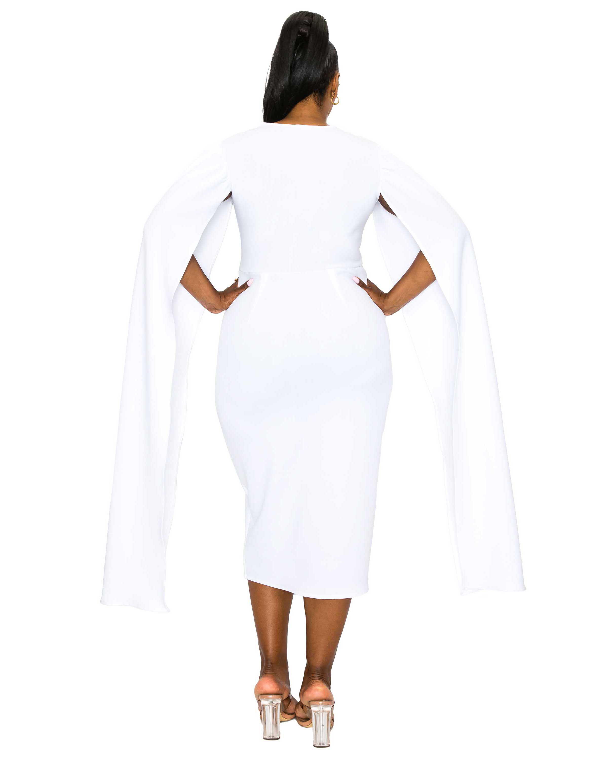 Naomi Cape Dress, White / White, alternate image number 1