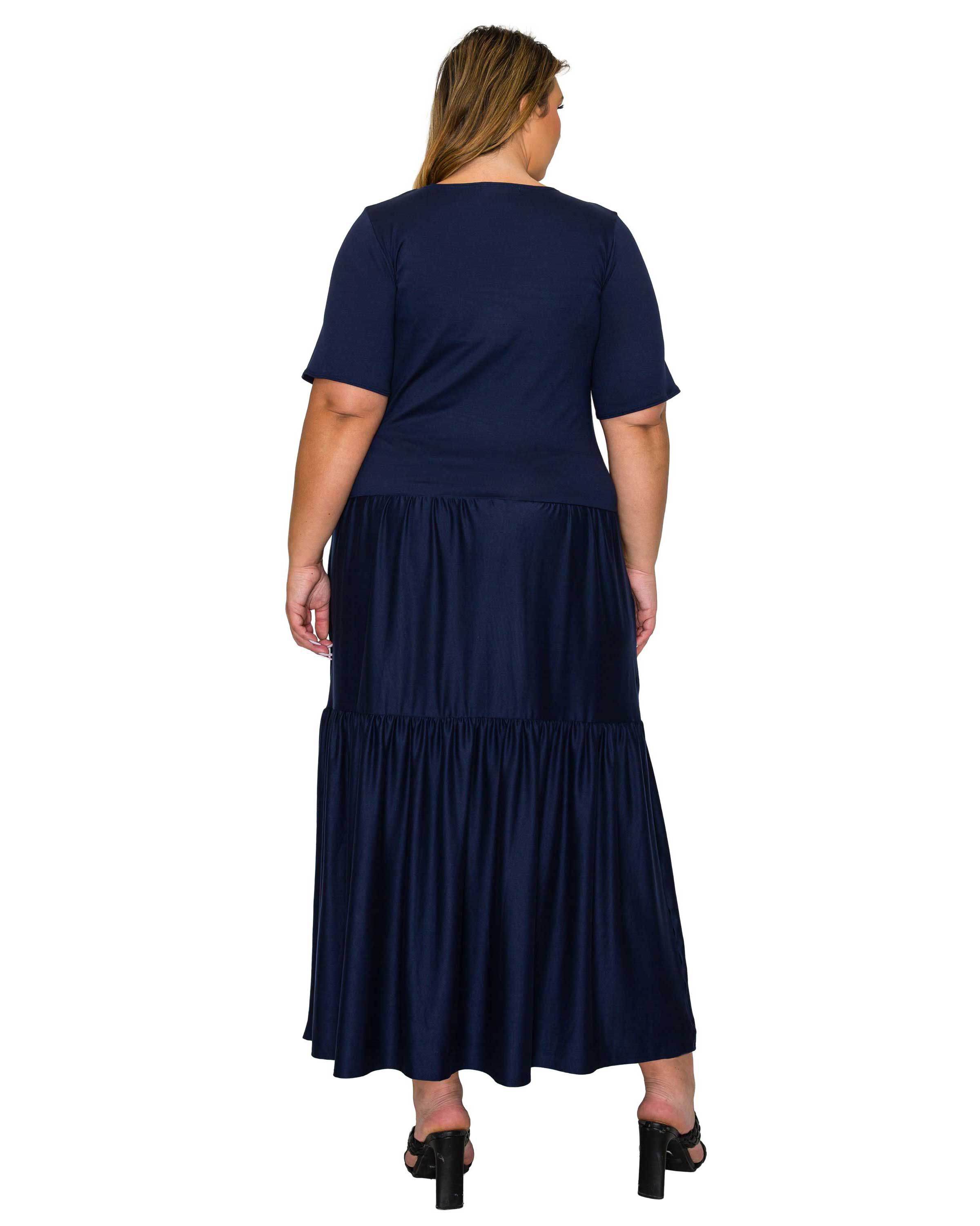 JOURDAN TIERED MAXI DRESS, Navy / Navy, alternate image number 2