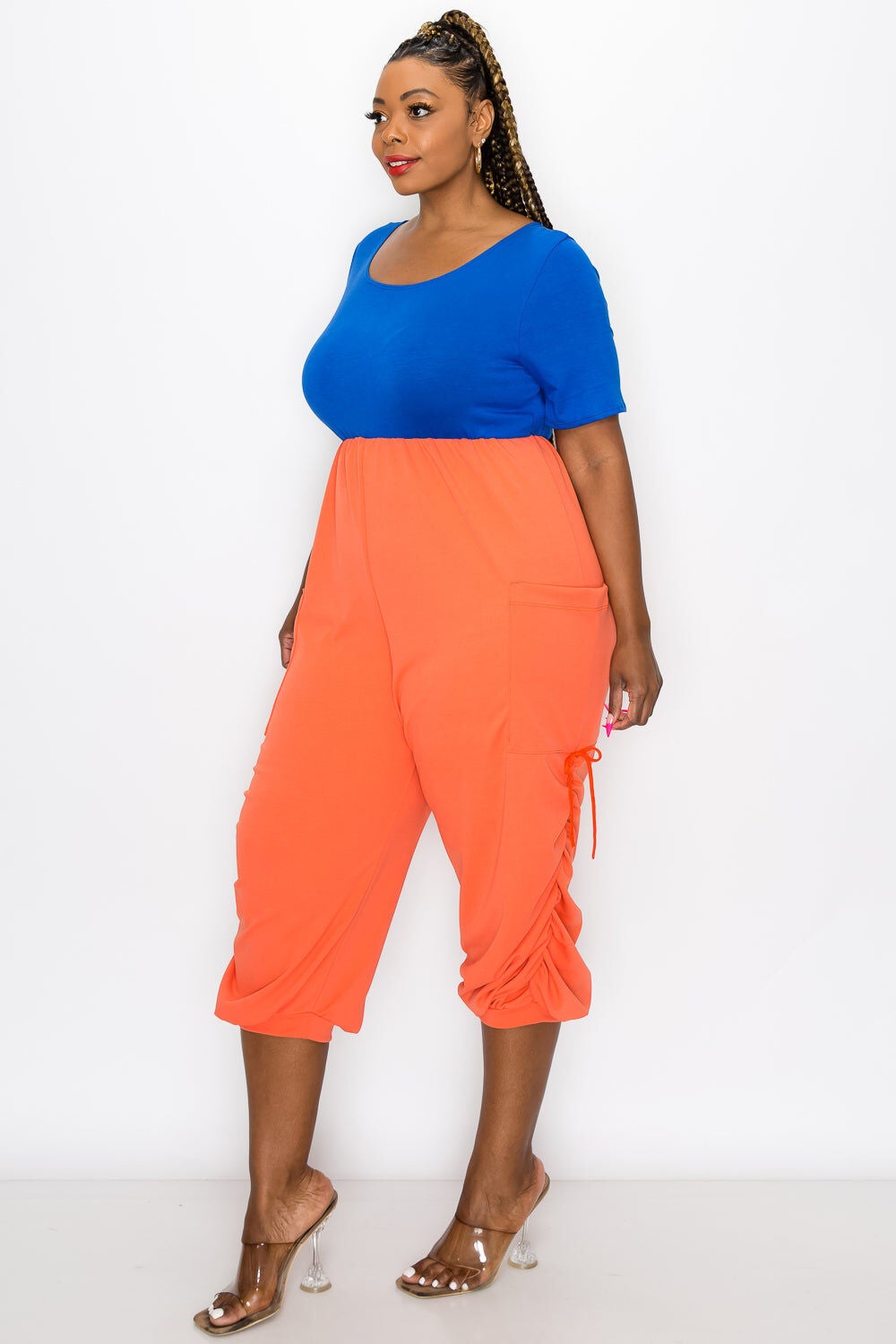 ELIZA COLORBLOCK JUMPSUIT, RoyalOrange / Royal Blue, alternate image number 1