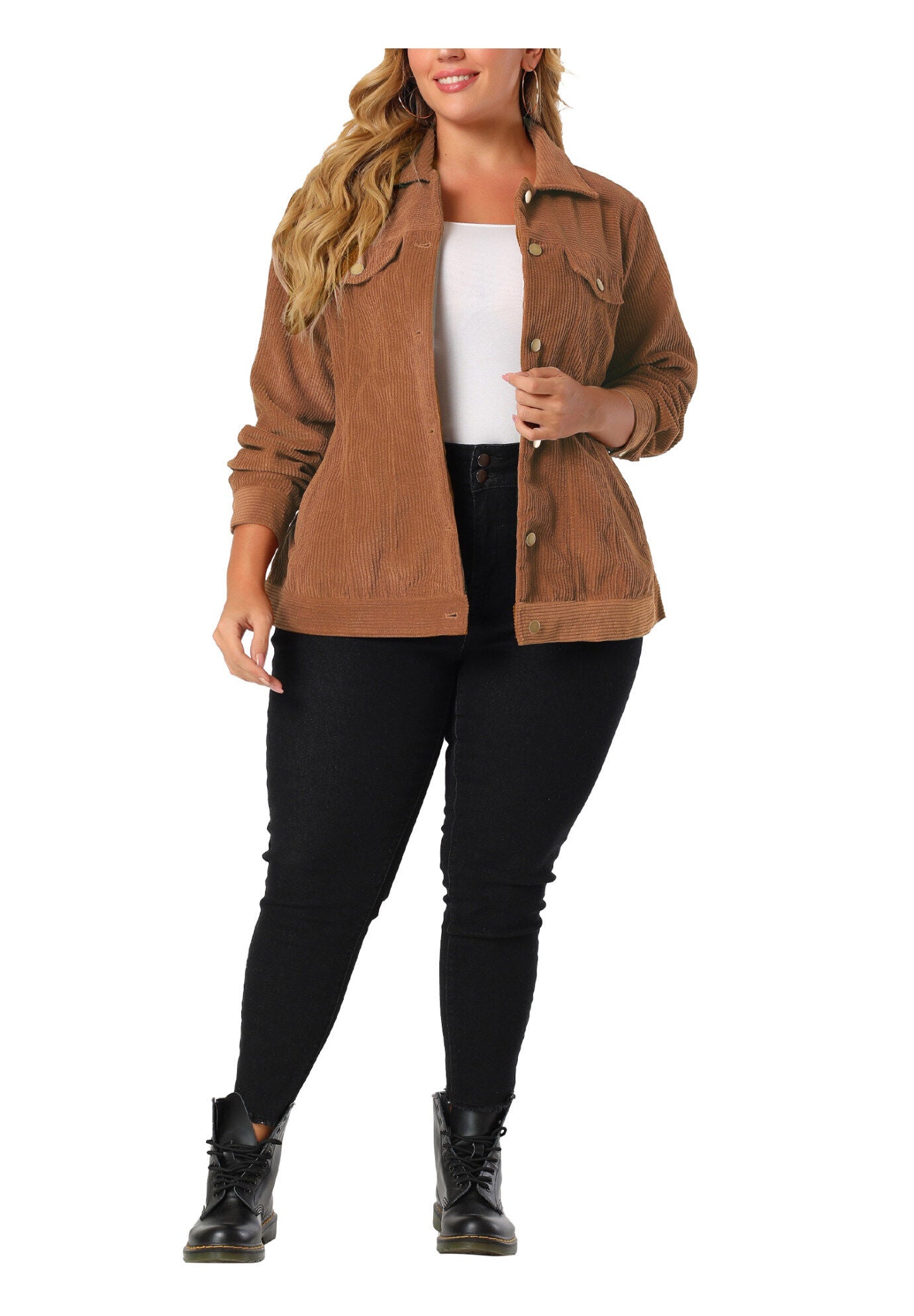 POINT COLLAR BUTTON DOWN SHORT CORDUROY BOMBER JACKET, Brown / Brown, alternate image number 4