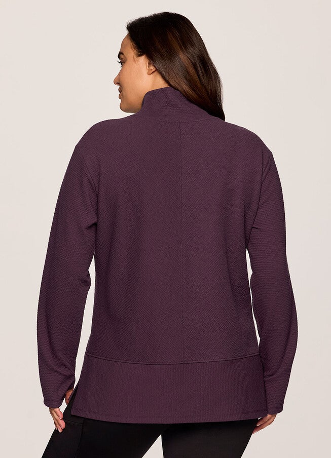Studio Jacquard Mock Neck Pullover, Plum / Burgundy, alternate image number null