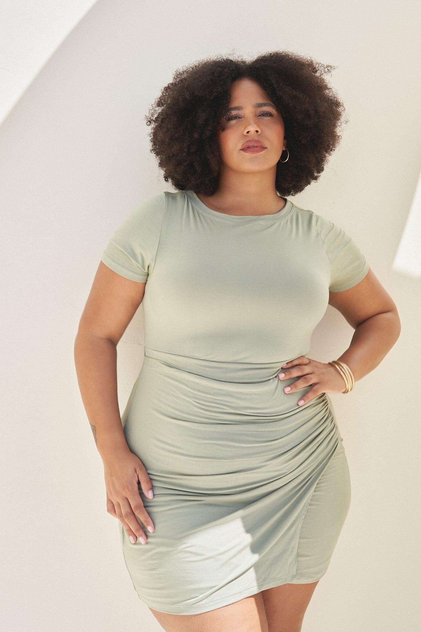 Kara Wrap Dress, Sage / Sage Green, alternate image number 2