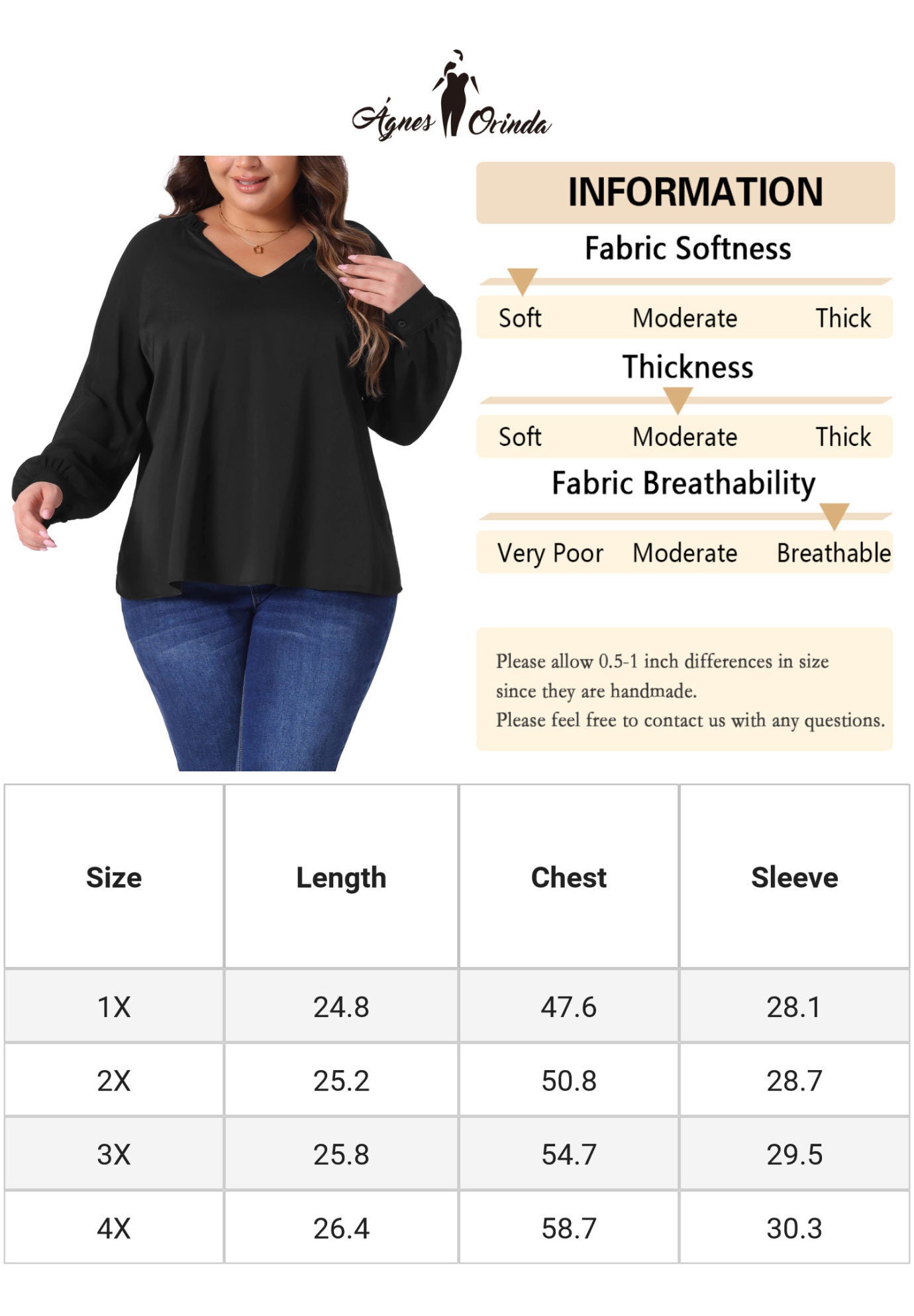 Sheer Long Sleeve Ruffle Notched V Neck Blouse, Black / Black, alternate image number 4