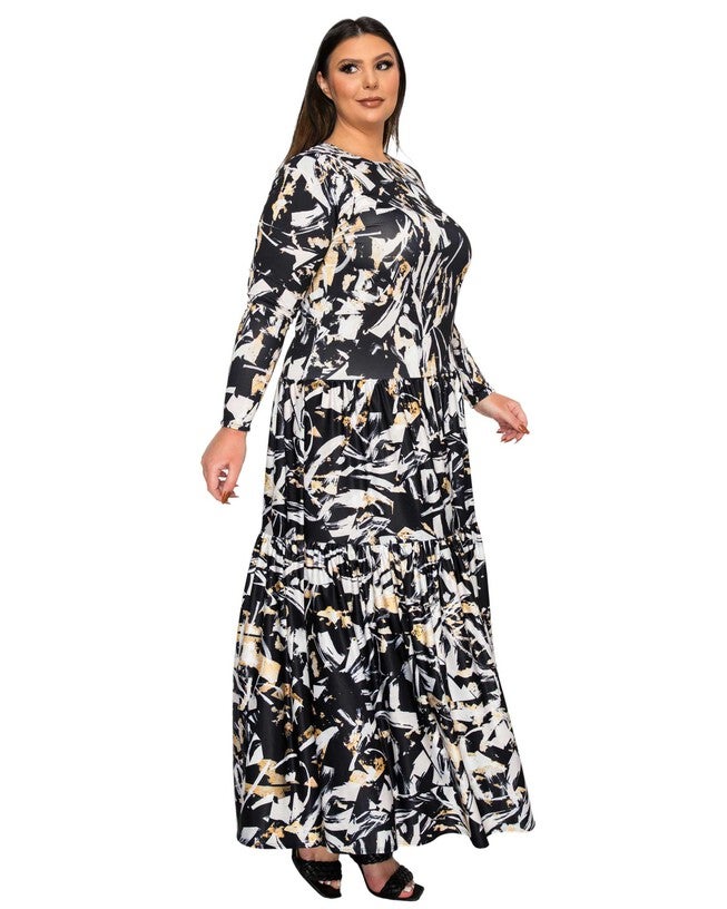 Zimmern Tiered Maxi Dress, Black Taupe / Black, alternate image number null