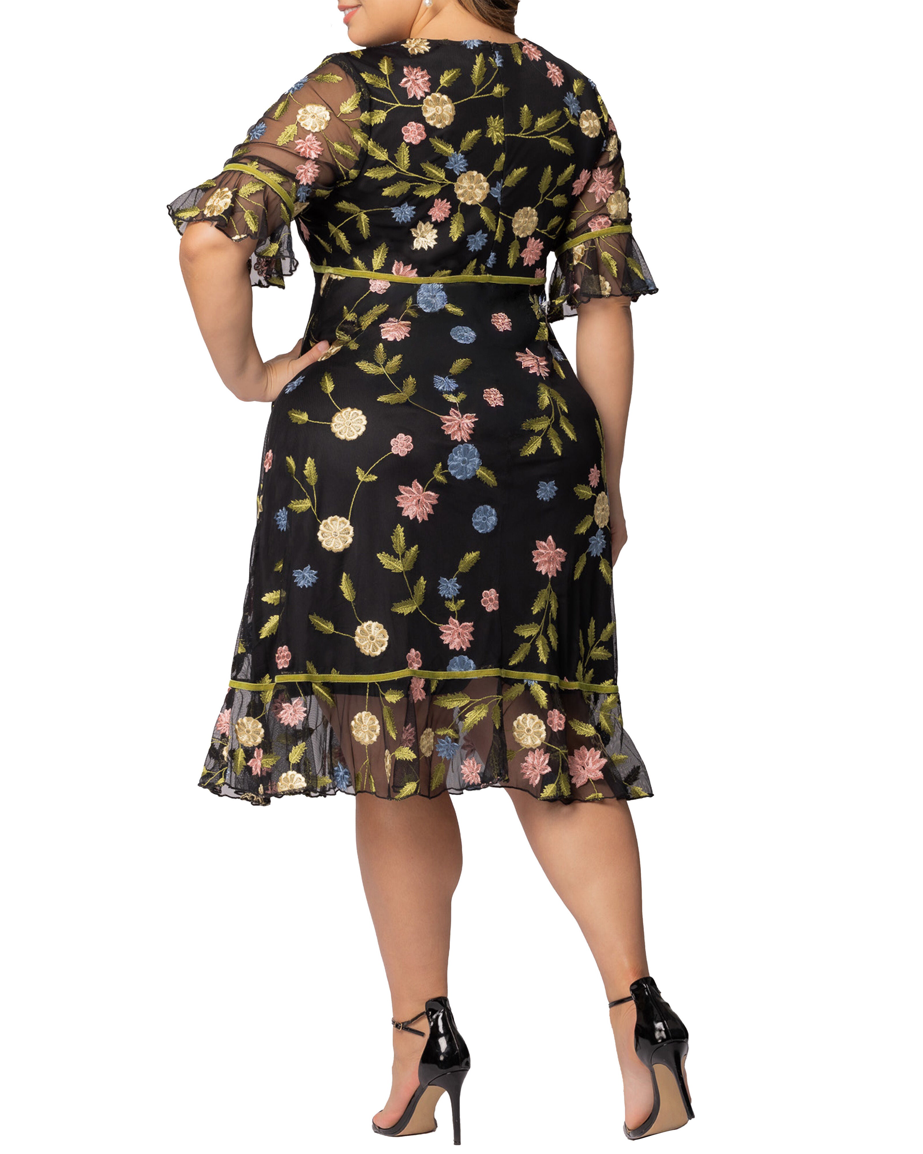 Wildflower Embroidered Dress, BLACK BLOSSOM PRINT / Black, alternate image number 1