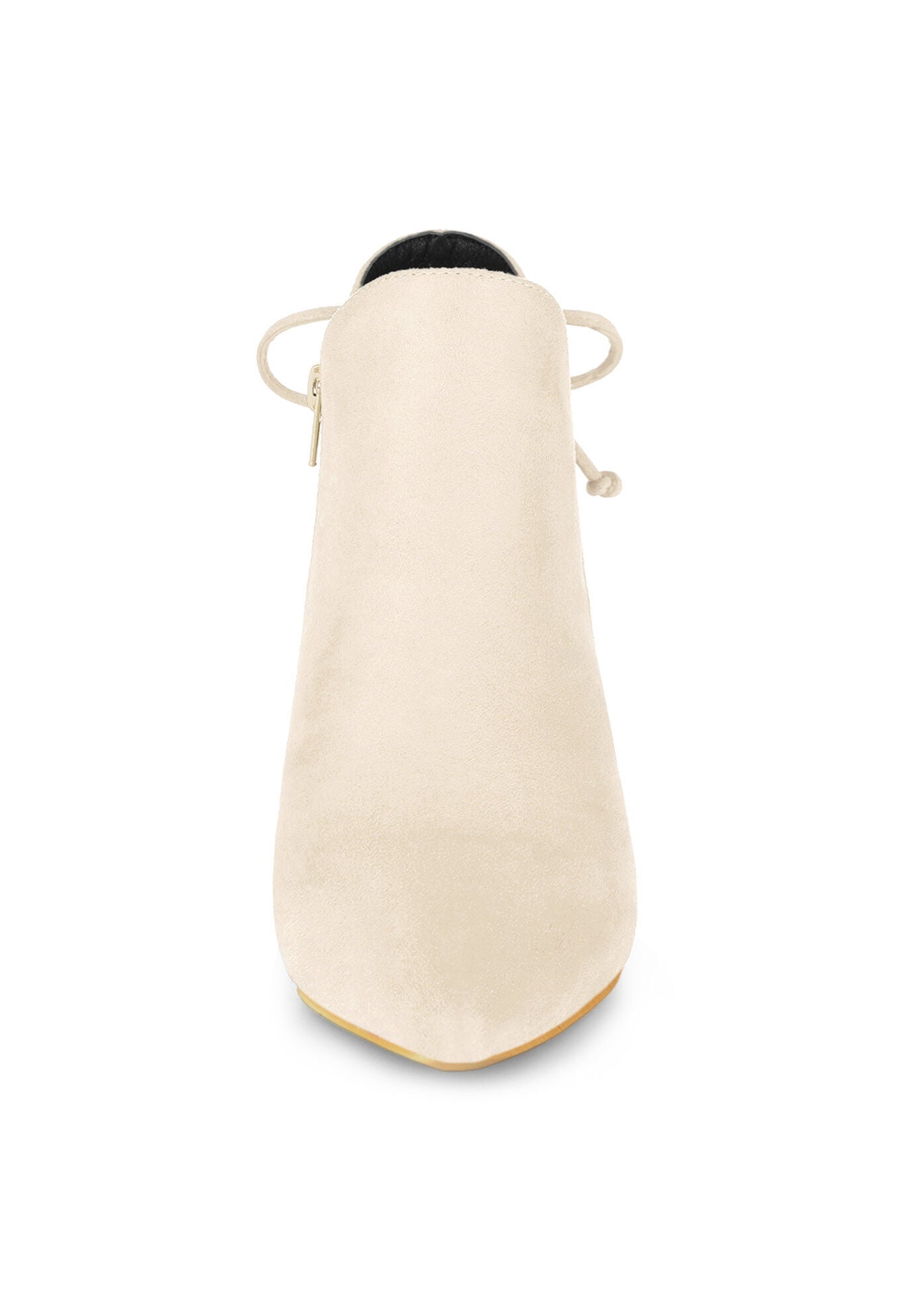 POINTED TOE KITTEN HEEL BOOTIES, Beige / Beige, alternate image number 1