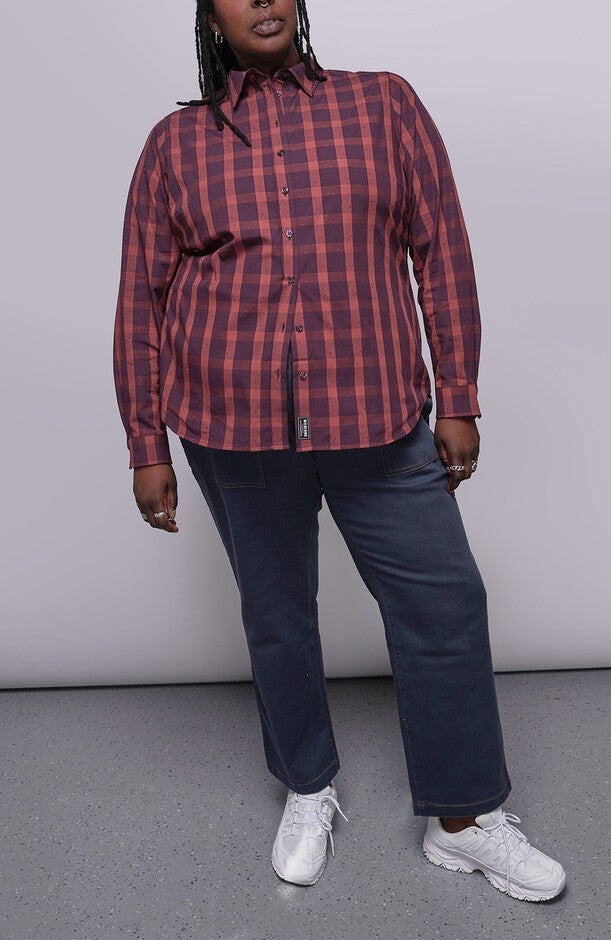 The Essential Long Sleeve Button Up, MERLOTCINNAMON / Burgundy, hi-res image number 0