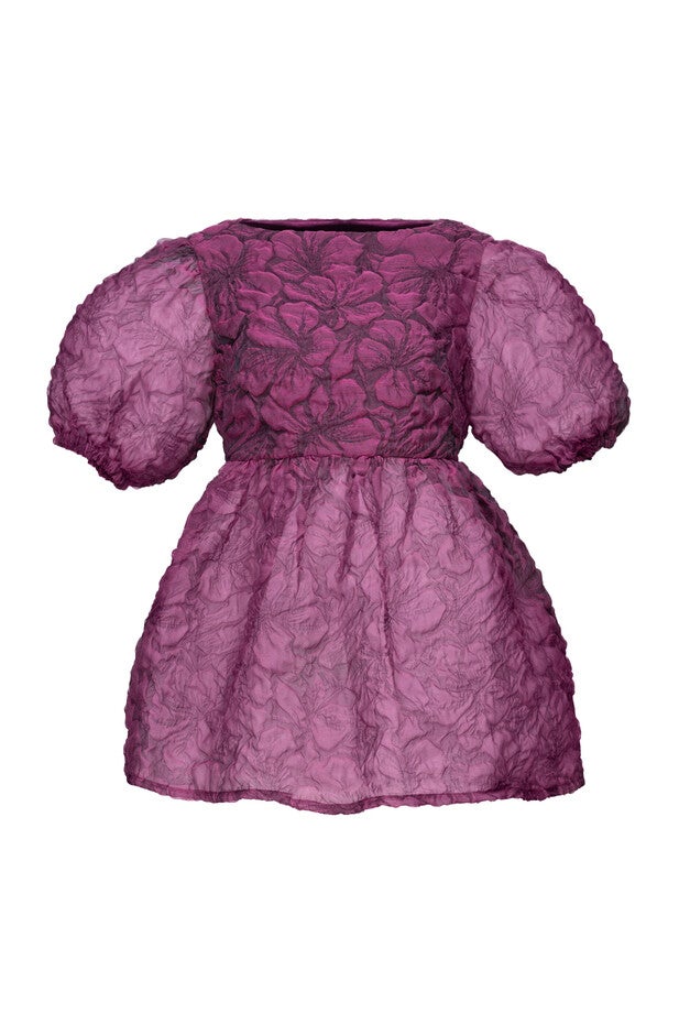 Textured Floral Peplum Top, Burgundy / Burgundy, alternate image number 3