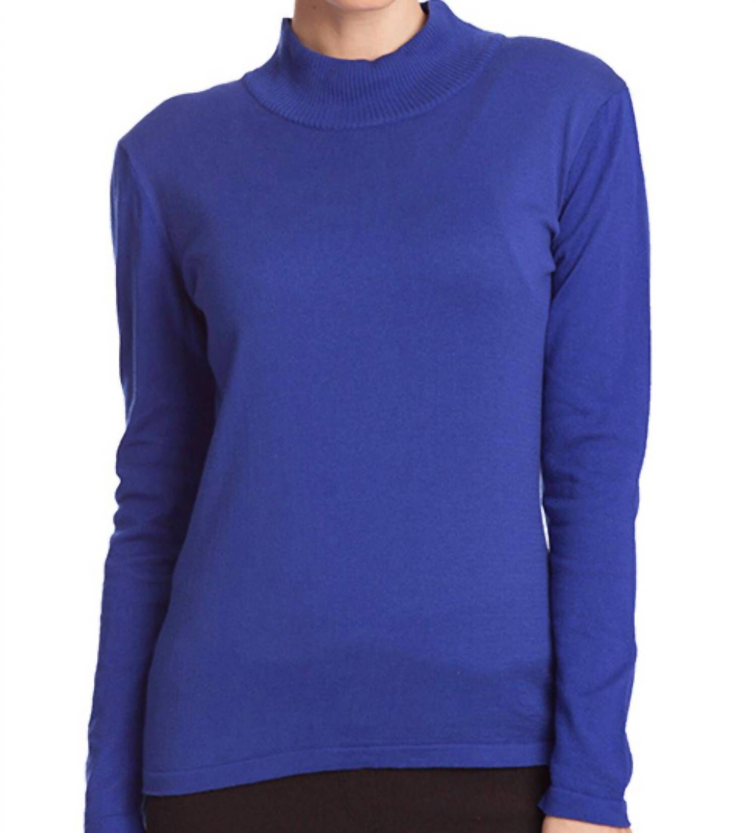 LONG SLEEVE MOCK NECK PULLOVER IN COBALT, Cobalt / Cobalt, hi-res image number 0