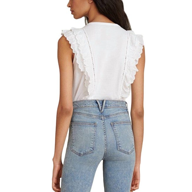 AUDRE PIMA COTTON RUFFLE TOP, White / White, alternate image number null