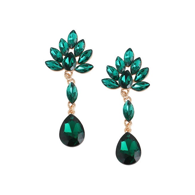 SOHI Women Green Drop Earrings, Green / Quetzal Green, hi-res image number null
