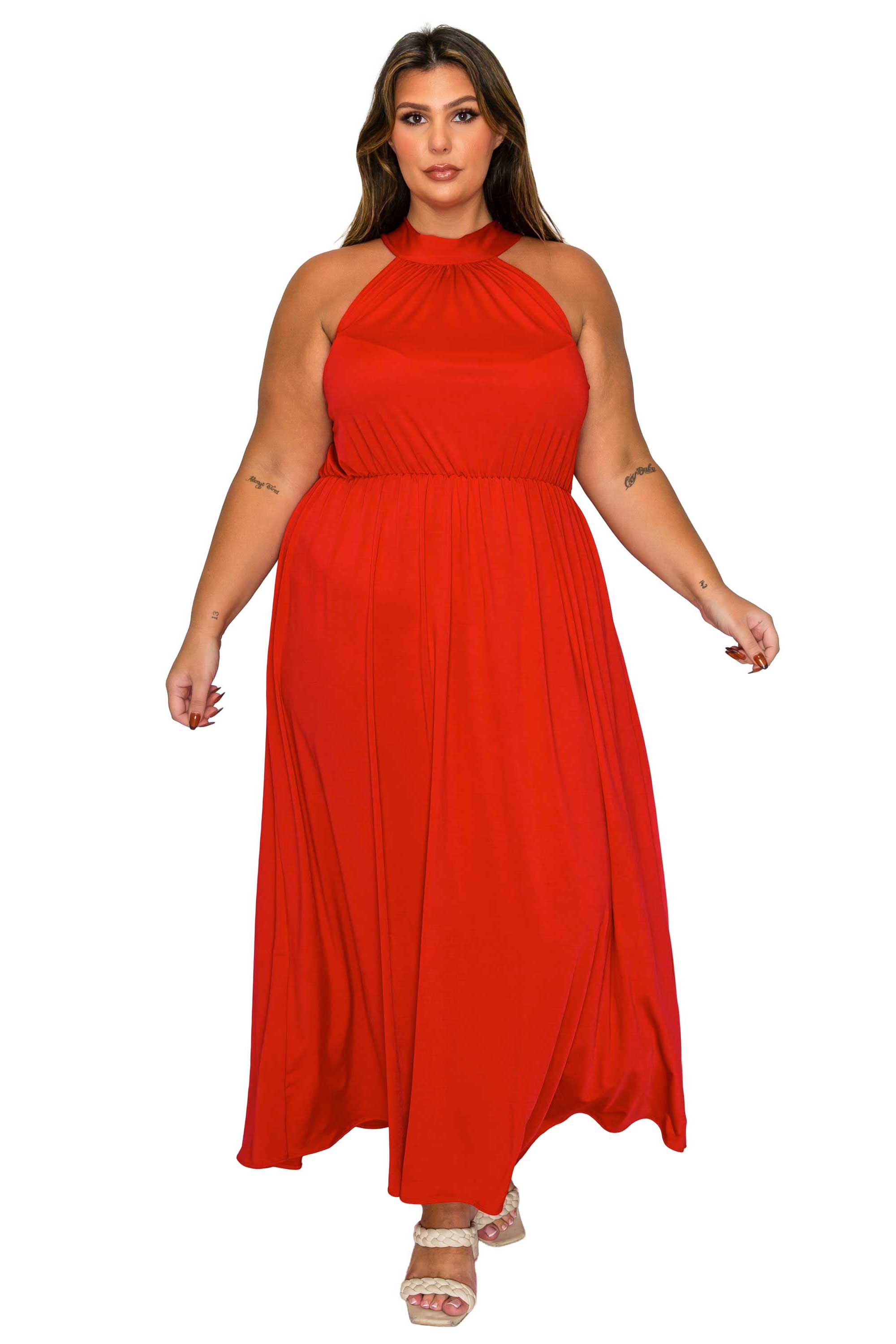 Cassia Halter Neck Dress, Red / Red, hi-res image number 0