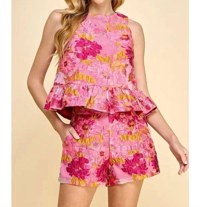 TEXTURED TOP IN PINK, Pink / Pink, hi-res image number 0