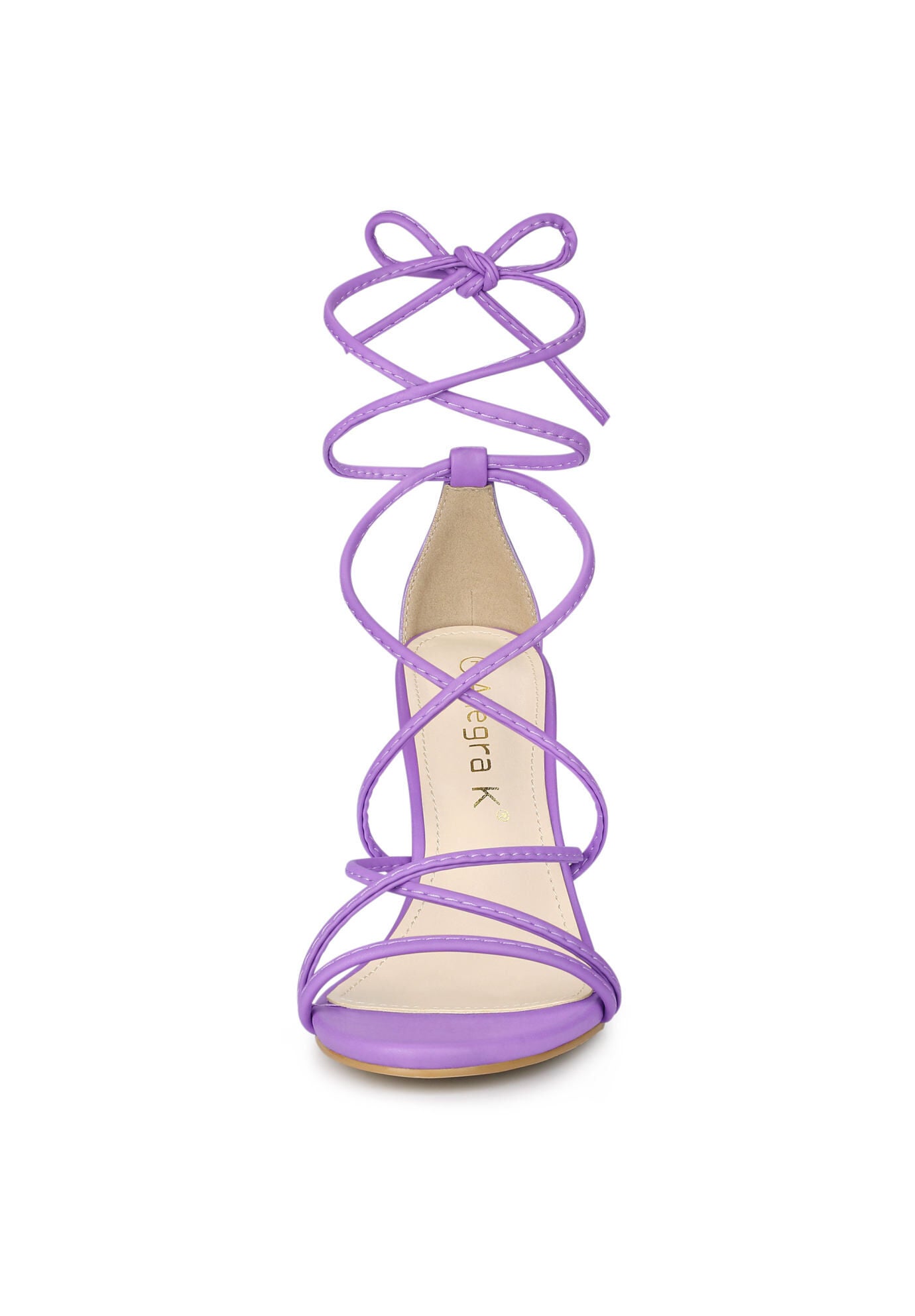 Strappy Heels Lace Up Stiletto Heel Sandals, Lavender / Purple, alternate image number 1